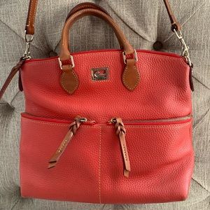 Dooney & Burke Coral and Brown Leather Purse